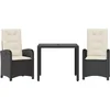 Image de vidaXL - 3-delige - Tuinset - met - kussens - poly - rattan - zwart