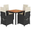 Image de vidaXL - 5-delige - Tuinset - met - kussens - poly - rattan - zwart