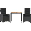 Image de vidaXL - 3-delige - Tuinset - met - kussens - poly - rattan - zwart