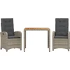 Image de vidaXL - 3-delige - Tuinset - met - kussens - poly - rattan - grijs
