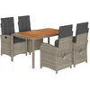 Image de vidaXL - 5-delige - Tuinset - met - kussens - poly - rattan - grijs