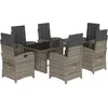 Image de vidaXL - 7-delige - Tuinset - met - kussens - poly - rattan - grijs
