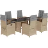 Image de vidaXL - 7-delige - Tuinset - met - kussens - poly - rattan - gemengd - beige