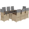 Image de vidaXL - 9-delige - Tuinset - met - kussens - poly - rattan - gemengd - beige