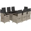 Image de vidaXL - 9-delige - Tuinset - met - kussens - poly - rattan - lichtgrijs