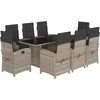 Image de vidaXL - 9-delige - Tuinset - met - kussens - poly - rattan - lichtgrijs