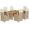Image de vidaXL - 7-delige - Tuinset - met - kussens - poly - rattan - gemengd - beige