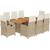 Image de vidaXL - 9-delige - Tuinset - met - kussens - poly - rattan - gemengd - beige