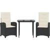 Image de vidaXL - 3-delige - Tuinset - met - kussens - poly - rattan - zwart