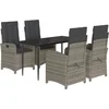 Image de vidaXL - 5-delige - Tuinset - met - kussens - poly - rattan - grijs