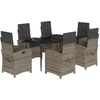 Image de vidaXL - 7-delige - Tuinset - met - kussens - poly - rattan - grijs