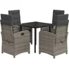 Image de vidaXL - 5-delige - Tuinset - met - kussens - poly - rattan - grijs
