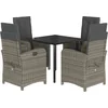 Image de vidaXL - 5-delige - Tuinset - met - kussens - poly - rattan - grijs