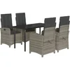 Image de vidaXL - 5-delige - Tuinset - met - kussens - poly - rattan - grijs