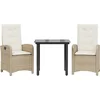 Image de vidaXL - 3-delige - Tuinset - met - kussens - poly - rattan - beige