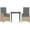 Image de vidaXL - 3-delige - Tuinset - met - kussens - poly - rattan - gemengd - beige