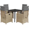 Image de vidaXL - 5-delige - Tuinset - met - kussens - poly - rattan - gemengd - beige