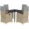 Image de vidaXL - 5-delige - Tuinset - met - kussens - poly - rattan - gemengd - beige