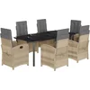 Image de vidaXL - 7-delige - Tuinset - met - kussens - poly - rattan - gemengd - beige