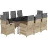 Image de vidaXL - 9-delige - Tuinset - met - kussens - poly - rattan - gemengd - beige
