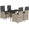 Image de vidaXL - 5-delige - Tuinset - met - kussens - poly - rattan - lichtgrijs