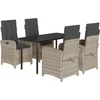 Image de vidaXL - 5-delige - Tuinset - met - kussens - poly - rattan - lichtgrijs