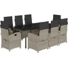 Image de vidaXL - 9-delige - Tuinset - met - kussens - poly - rattan - lichtgrijs