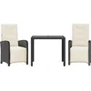 Image de vidaXL - 3-delige - Bistroset - met - kussens - poly - rattan - zwart
