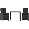 Image de vidaXL - 3-delige - Bistroset - met - kussens - poly - rattan - zwart