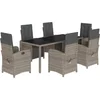 Image de vidaXL - 7-delige - Tuinset - met - kussens - poly - rattan - grijs