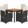 Image de vidaXL - 5-delige - Tuinset - met - kussens - poly - rattan - zwart
