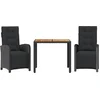 Image de vidaXL - 3-delige - Bistroset - met - kussens - poly - rattan - zwart