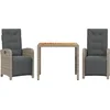 Image de vidaXL - 3-delige - Bistroset - met - kussens - poly - rattan - grijs