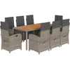 Image de vidaXL - 9-delige - Tuinset - met - kussens - poly - rattan - grijs