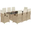 Image de vidaXL - 9-delige - Tuinset - met - kussens - poly - rattan - beige