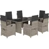 Image de vidaXL - 7-delige - Tuinset - met - kussens - poly - rattan - grijs