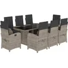 Image de vidaXL - 9-delige - Tuinset - met - kussens - poly - rattan - lichtgrijs