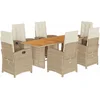 Image de vidaXL - 7-delige - Tuinset - met - kussens - poly - rattan - beige