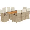 Image de vidaXL - 9-delige - Tuinset - met - kussens - poly - rattan - beige