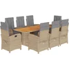 Image de vidaXL - 9-delige - Tuinset - met - kussens - poly - rattan - beige
