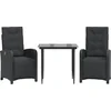 Image de vidaXL - 3-delige - Bistroset - met - kussens - poly - rattan - zwart