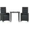 Image de vidaXL - 3-delige - Bistroset - met - kussens - poly - rattan - zwart