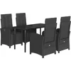Image de vidaXL - 5-delige - Tuinset - met - kussens - poly - rattan - zwart