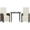 Image de vidaXL - 3-delige - Bistroset - met - kussens - poly - rattan - bruin