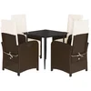 Image de vidaXL - 5-delige - Tuinset - met - kussens - poly - rattan - bruin