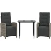 Image de vidaXL - 3-delige - Bistroset - met - kussens - poly - rattan - grijs