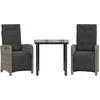 Image de vidaXL - 3-delige - Bistroset - met - kussens - poly - rattan - grijs