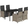 Image de vidaXL - 5-delige - Tuinset - met - kussens - poly - rattan - grijs
