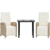 Image de vidaXL - 3-delige - Bistroset - met - kussens - poly - rattan - beige