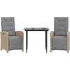 Image de vidaXL - 3-delige - Bistroset - met - kussens - poly - rattan - lichtgrijs